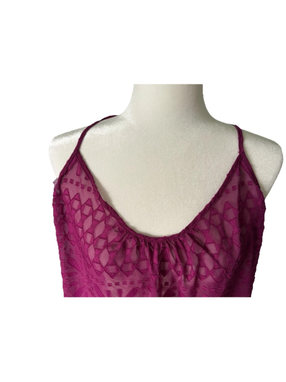 In Bloom Jonquil Nightie L Pink Lace Back Chemise Slip Dress Sexy Lingerie Sheer